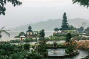 Temple in Bali under the rain