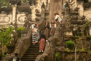 tourists taking photos at the temple