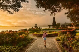 woman in front of the temple
